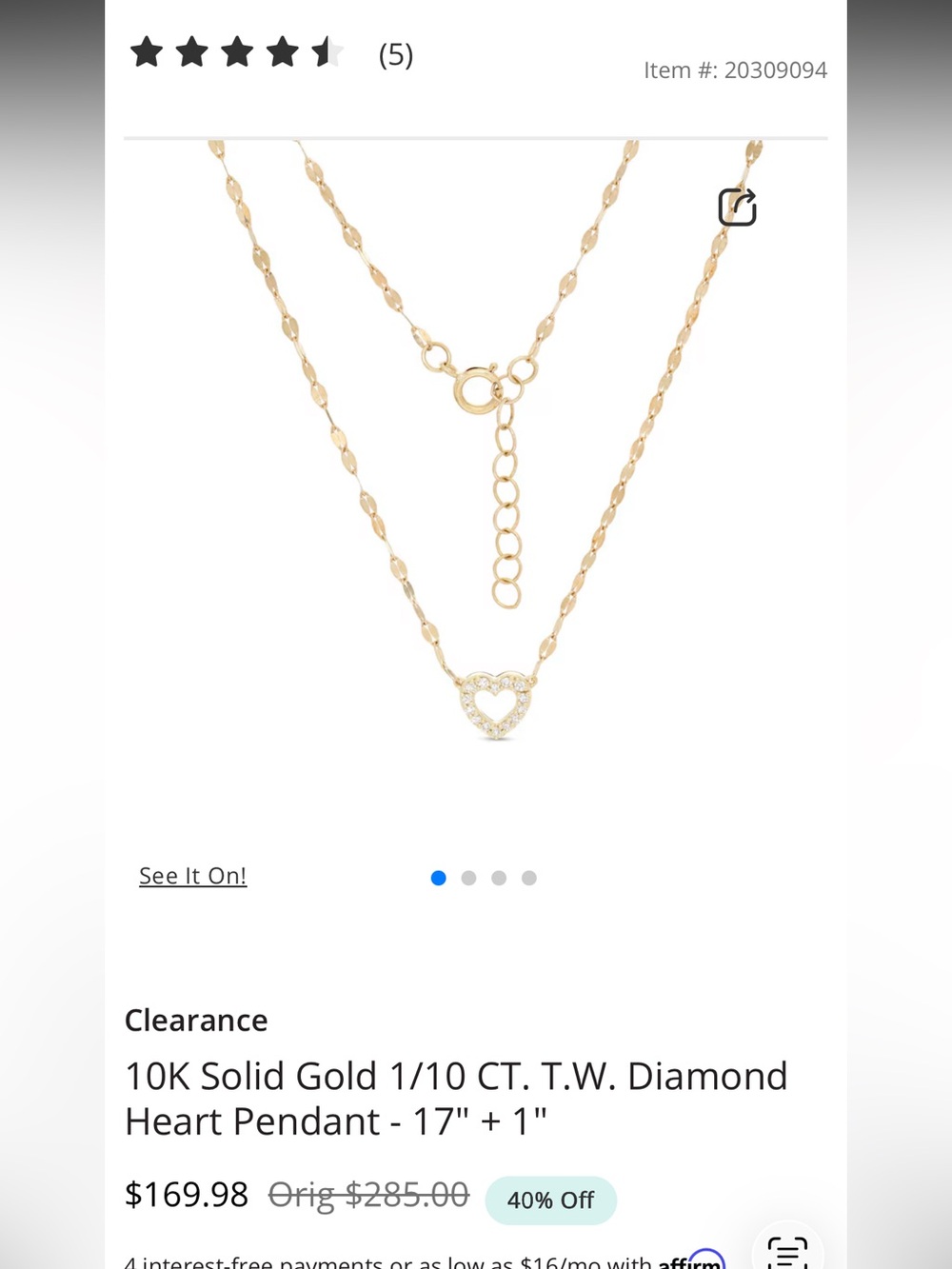 ISO - 10K Solid Gold Diamond Heart necklace